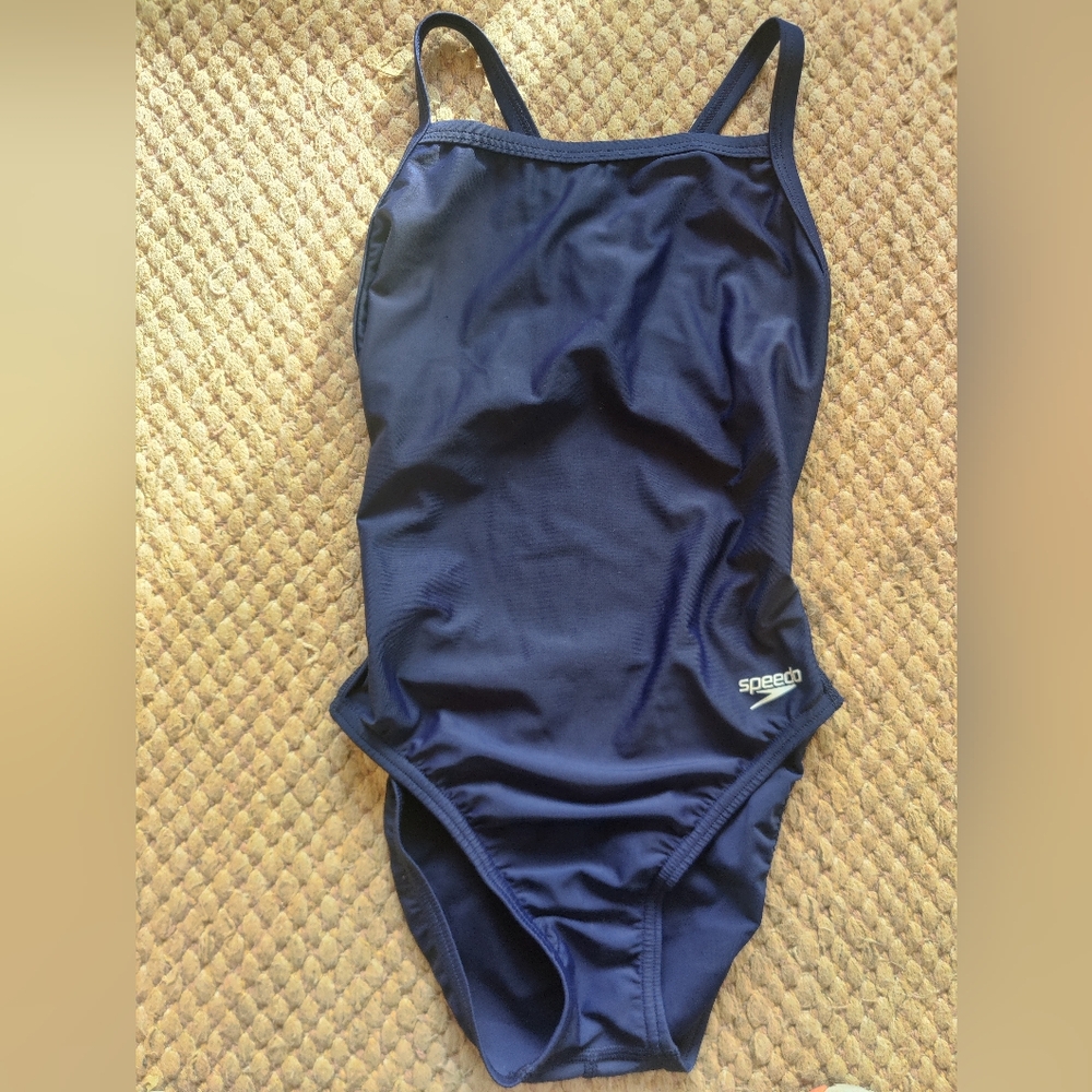 Women's Speedo One Piece Bathing Suit Navy Size 30 Cross Back